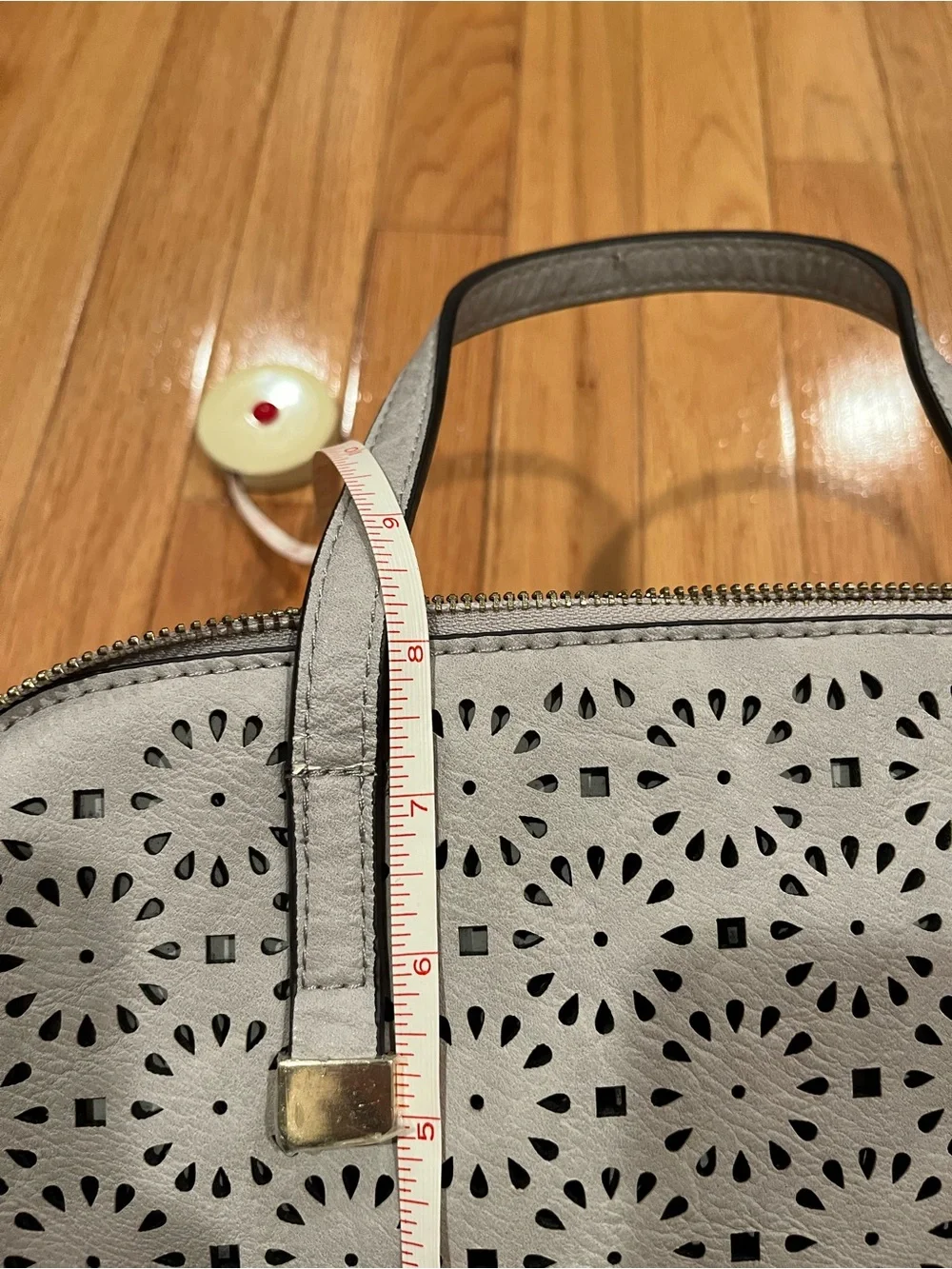 Stylish Perforated Light Gray Women's Tote Bag